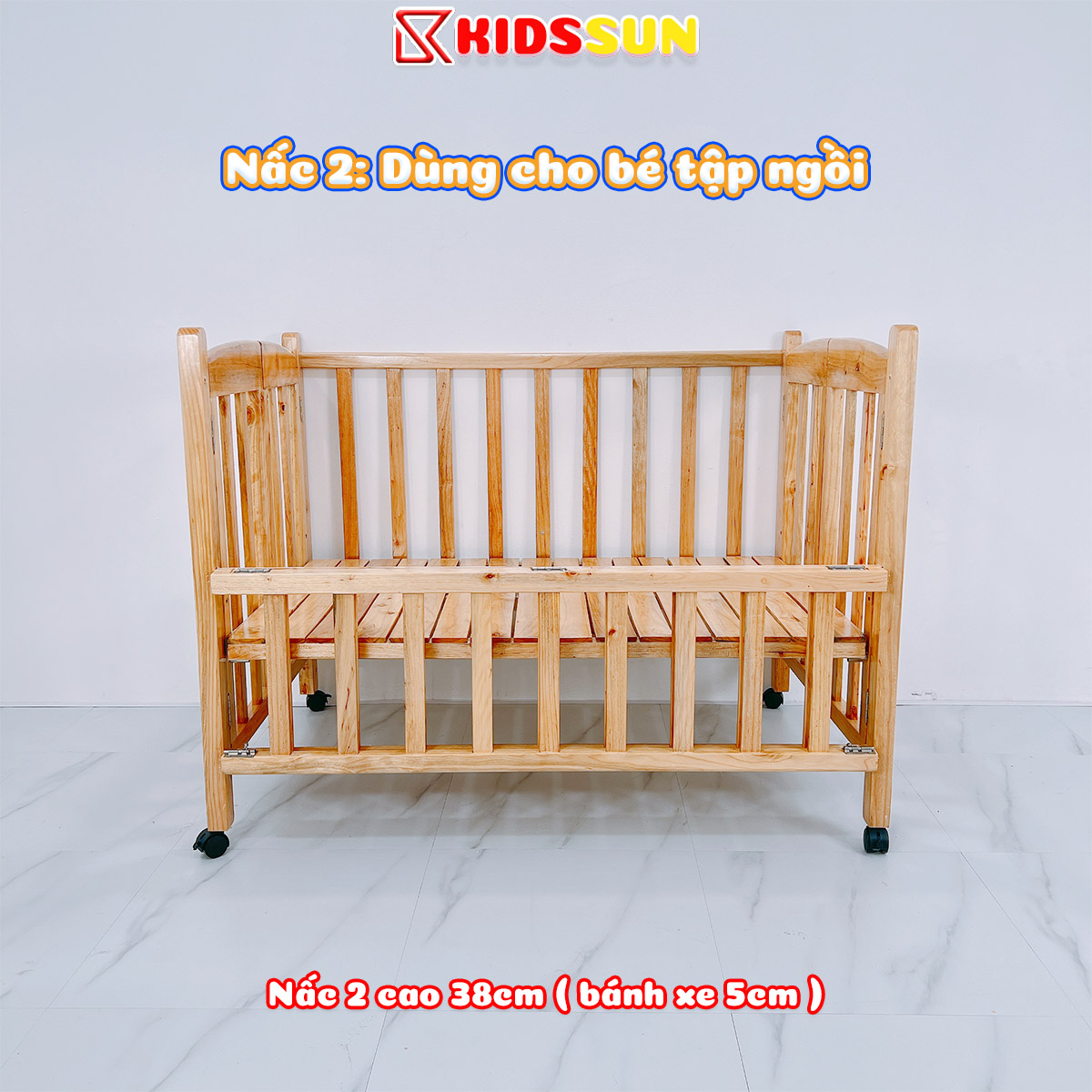 Nôi Cũi 3 Tầng Gỗ Quế Combo 3 Sản Phẩm Giường Cũi Kích Thước [120x80x96cm] Tặng Bánh Xe 