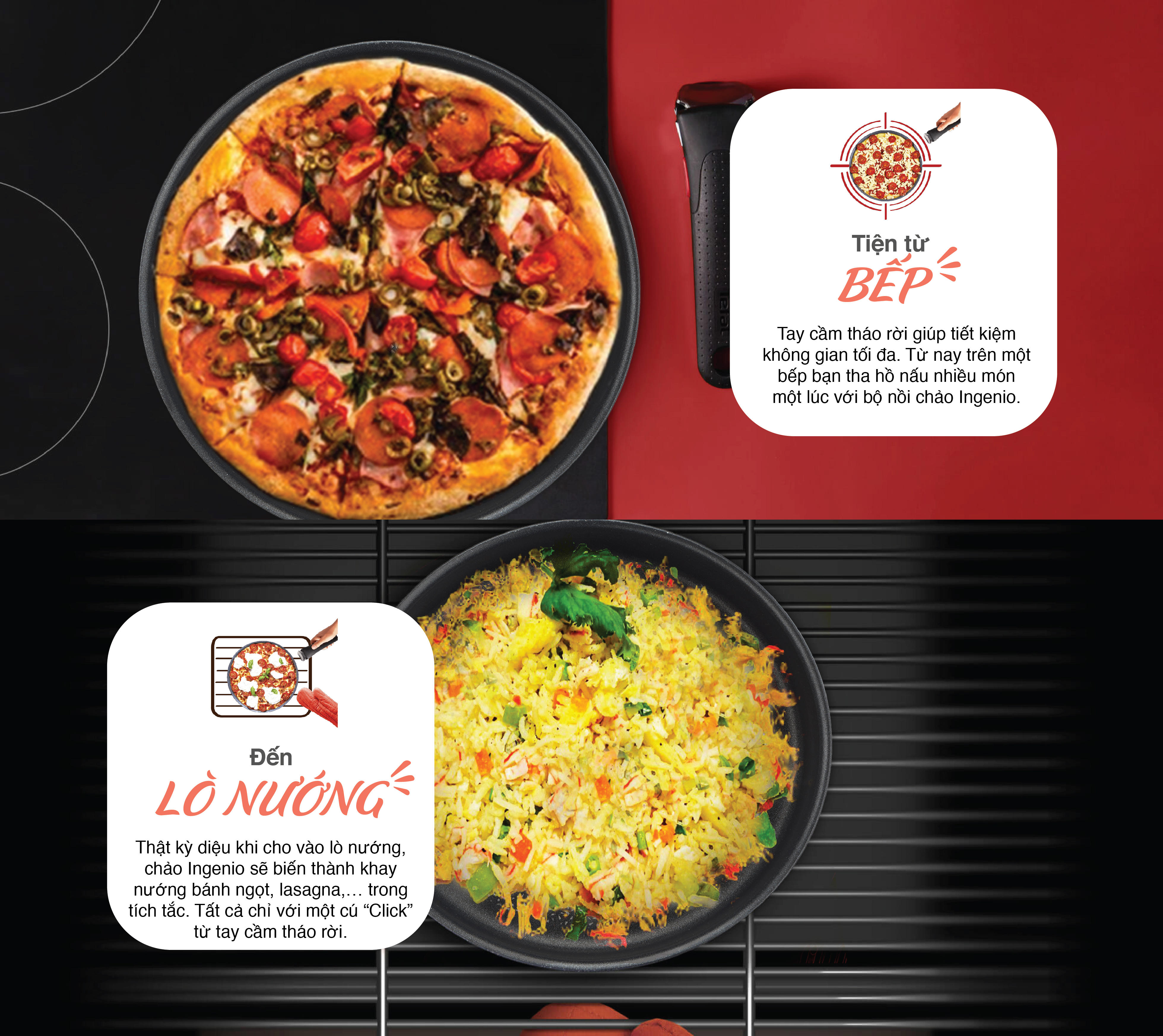 Bộ nồi chảo cán rời 3 món Tefal Ingenio Daily Chef - Hàng chính hãng
