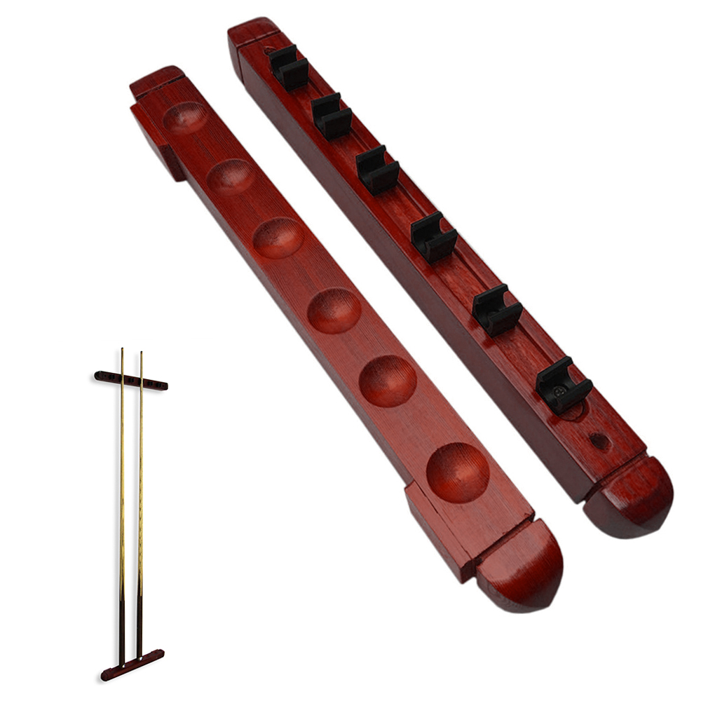 Giá đỡ bi-a bằng gỗ cứng treo tường với 6 lỗ