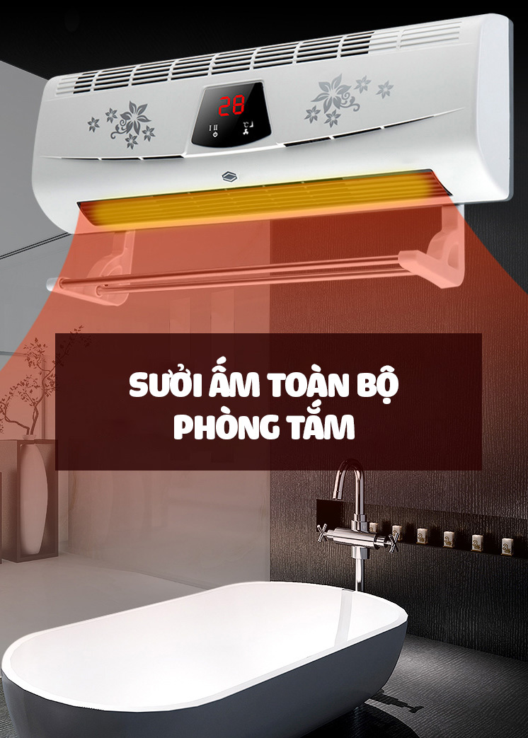 Máy sưởi treo tường hoặc để bàn Yangzi BBT4502 công nghệ gốm đối lưu mới nhất kèm điều khiển từ xa - Hàng chính hãng