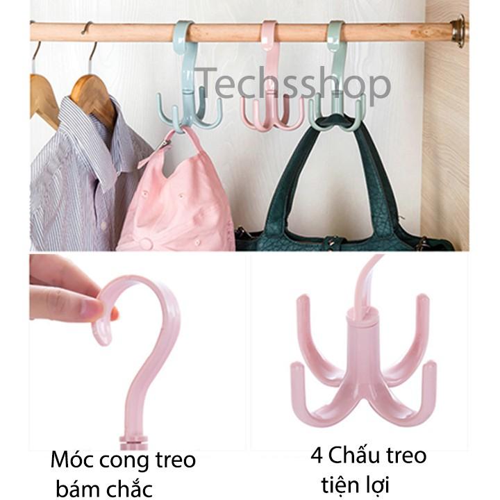 Móc nhựa treo xoay 4 móc - móc treo cà vạt, dây nịt 4 chấu đa năng