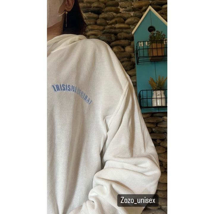 Áo Khoác Thisisneverthat Chữ Thêu Màu Rêu Unisex Nam Nữ Form Rộng Vải Mềm Mịn Phong Cách Ulzzang