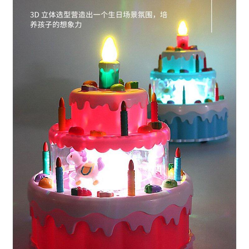 Bánh sinh nhật 3 Tầng có Đèn Nhạc Thổi Tắt Nến Di Chuyển Vui Nhộn cho Bé