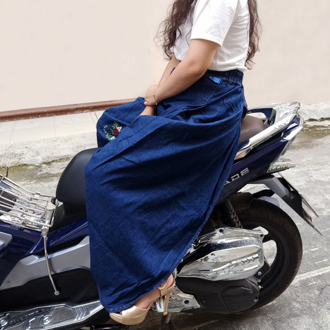 Váy Chống Nắng Jean Nữ Cao Cấp Vải Cotton Dày Dặn Có Túi Và Nút Bấm Lưng JHT104 H&T FASHION