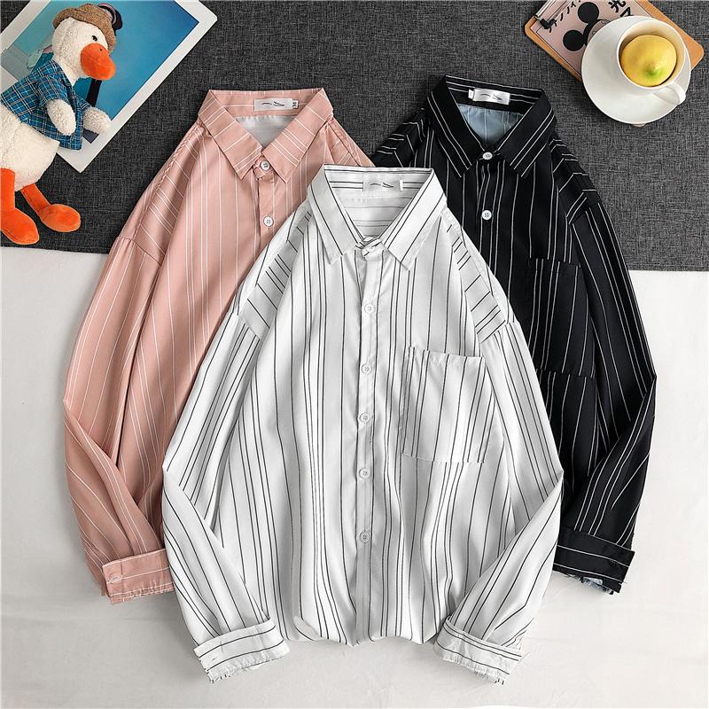 Áo Sơ Mi Dài Tay Sọc Vằn Thời Trang Hàn Cho Nam Cỡ M-3Xl