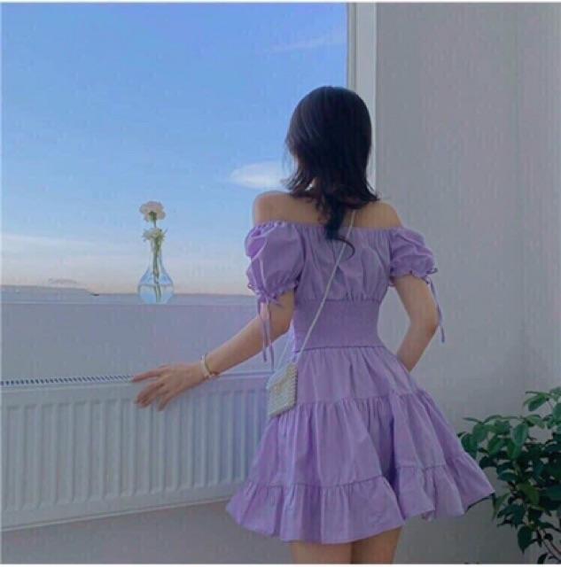 Sét áo nhún bèo tay côt nơ kèm chân váy nhún xoè xinh lung linh