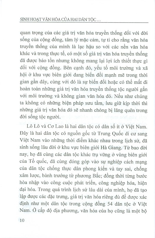 Sinh Hoạt Văn Hóa Của Hai Dân Tộc Lô Lô Và Cơ Lao Ở Vùng Biên Giới Tỉnh Hà Giang