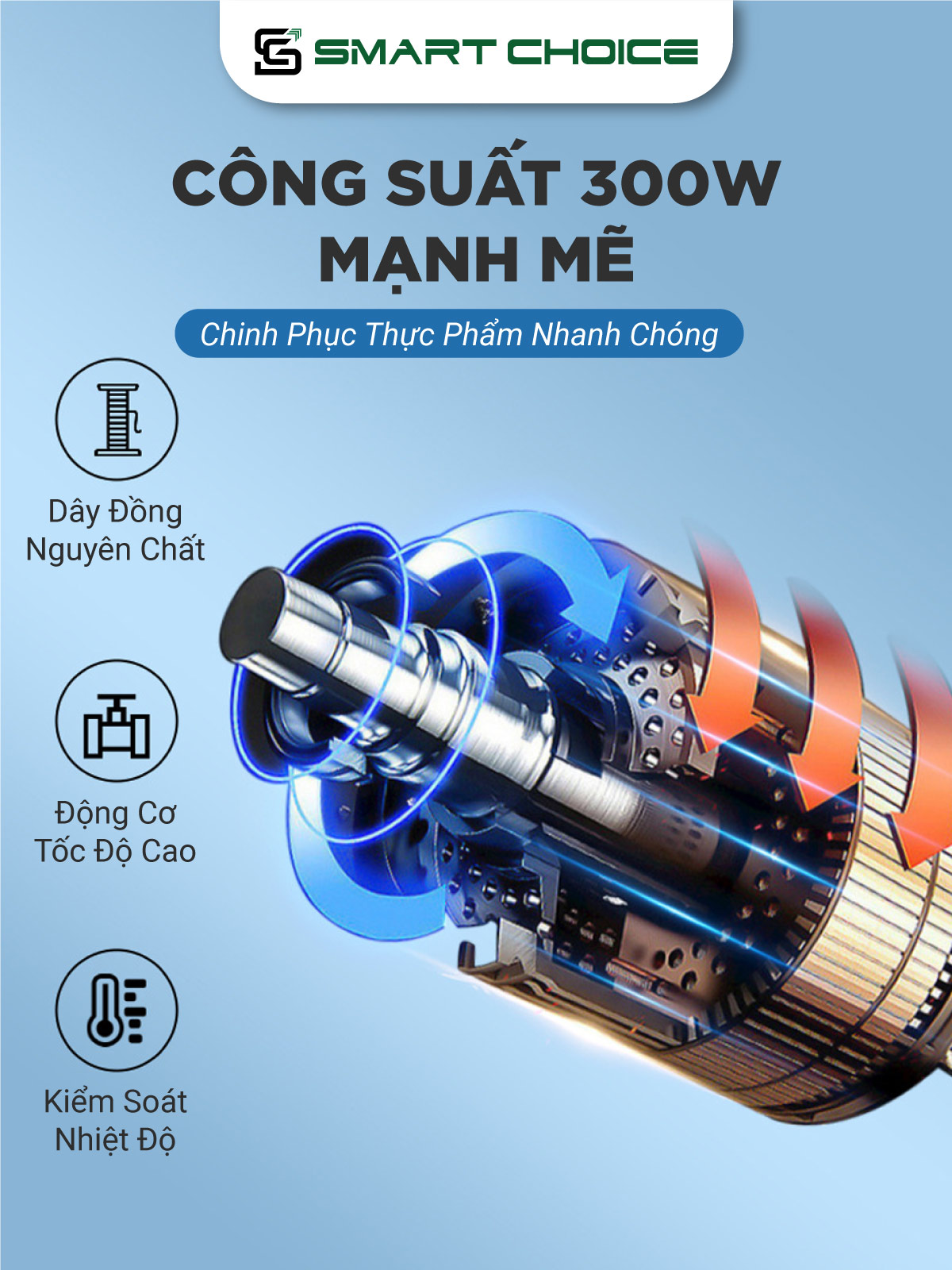 Máy Xay Sinh Tố SmartChoice SCG-ST003 Hàng Chính Hãng, Máy Xay Hoa Quả 300W 1000ml Đầu Cắt 3 Chiều