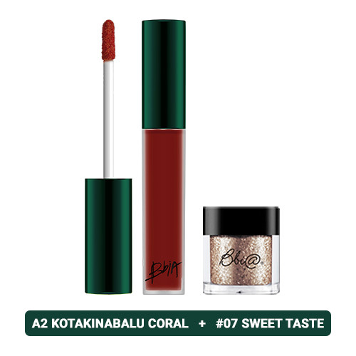 Combo son kem lì Bbia Last Velvet Lip Tint Asia Edition 5g - A2 Kotakinabalu Coral và Hủ nhũ mắt Bbia Pigment 1.8g - #05 Bitter Taste