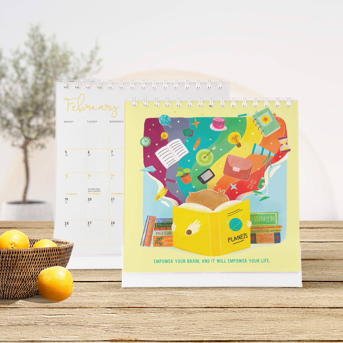 Lịch bàn 2024 SDstationery From Yourself with Love, cảm hứng phát triển bản thân, tiếng Anh, minh họa đẹp 20x24x7,5