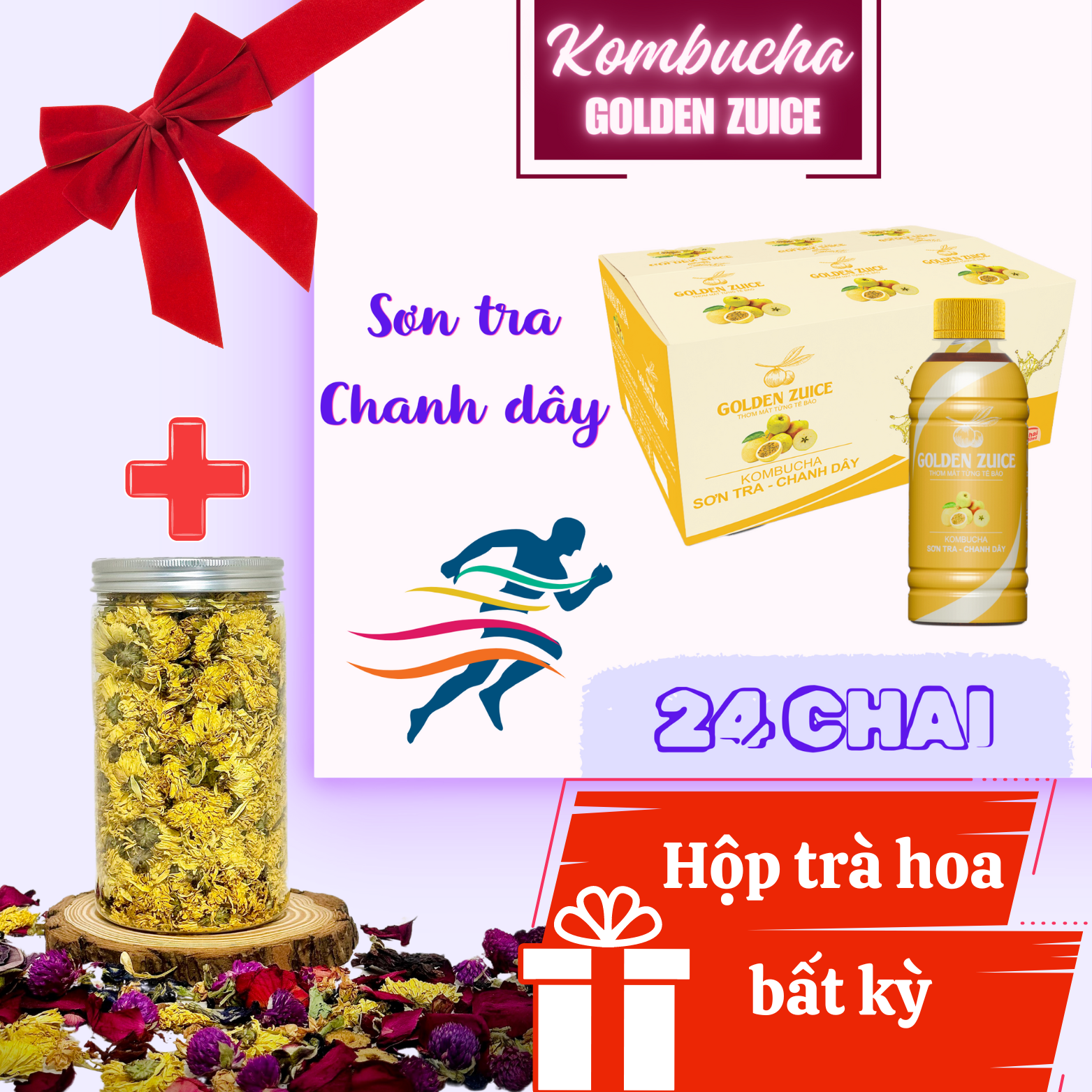 Thùng 24 chai Kombucha Golden Zuice