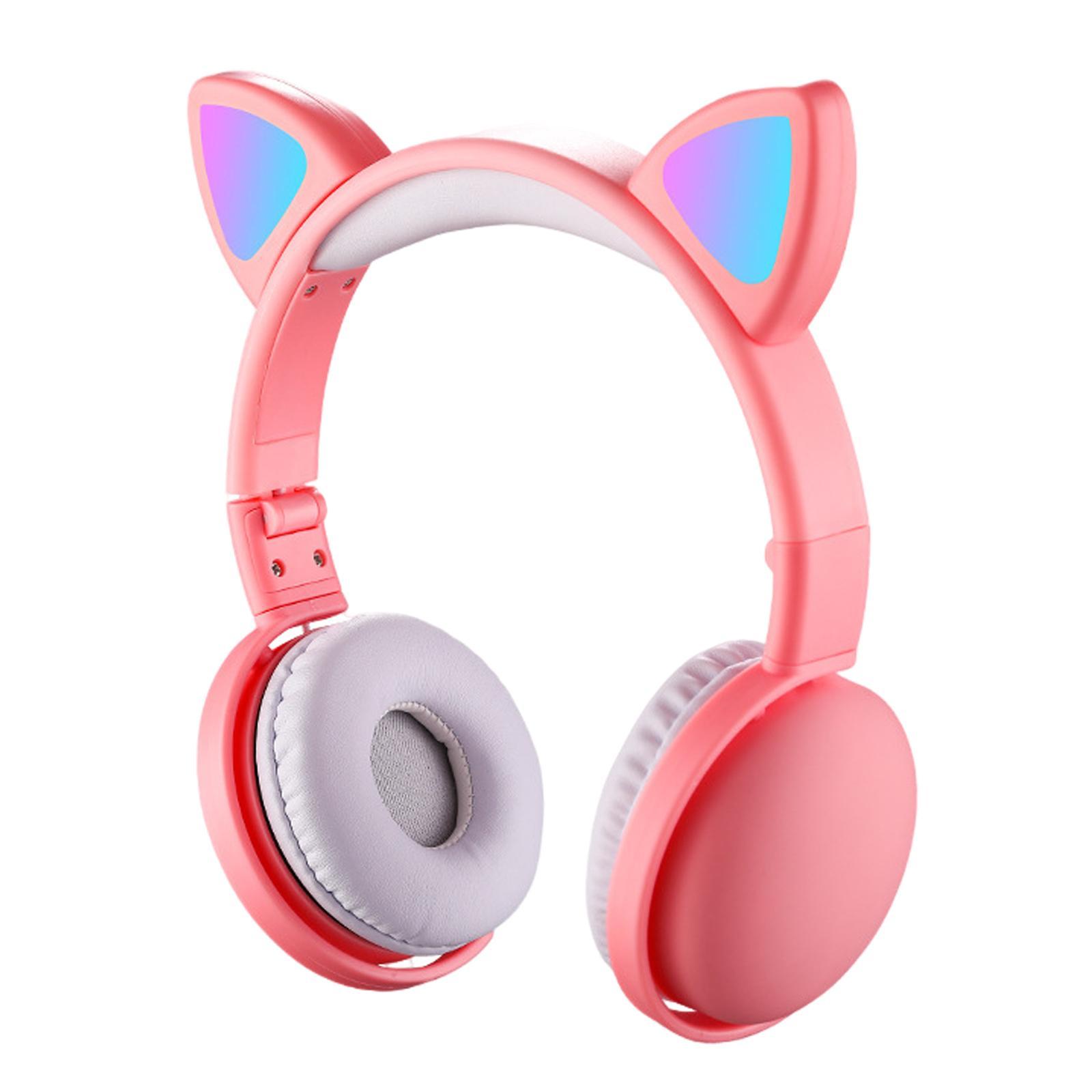 Cat Headphone Stereo Adjustable Bluetooth 5.0 for iOS and android Pink