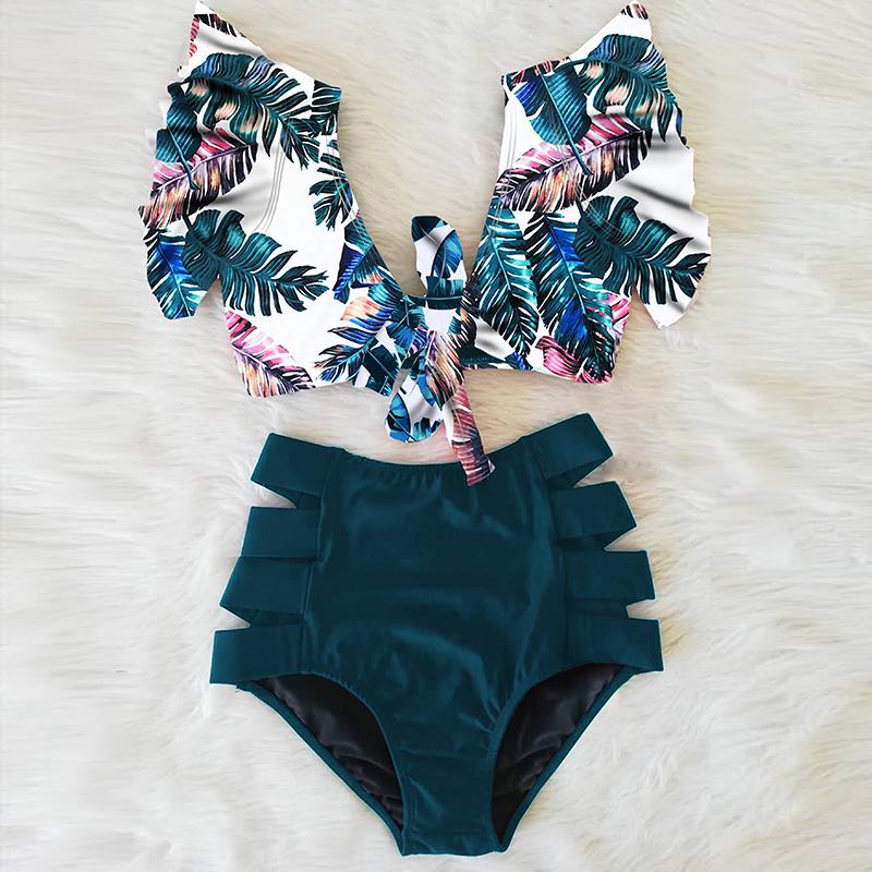 Cao Cấp Bikini 2021 Xù Đồ Bơi Nữ In Đồ Bơi Gợi Cảm Đẩy Lên Bikini Plus Kích Thước Đồ Tắm Hoa Mặc Đi Biển
