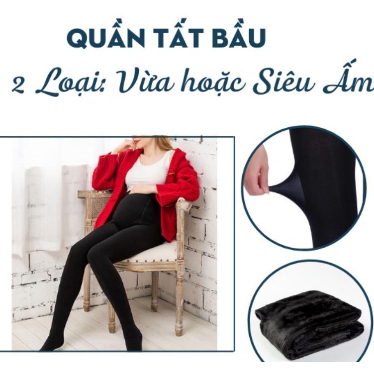 Quần tất bầu lót lông giữ nhiệt cho mẹ bầu - Mùa đông không lạnh