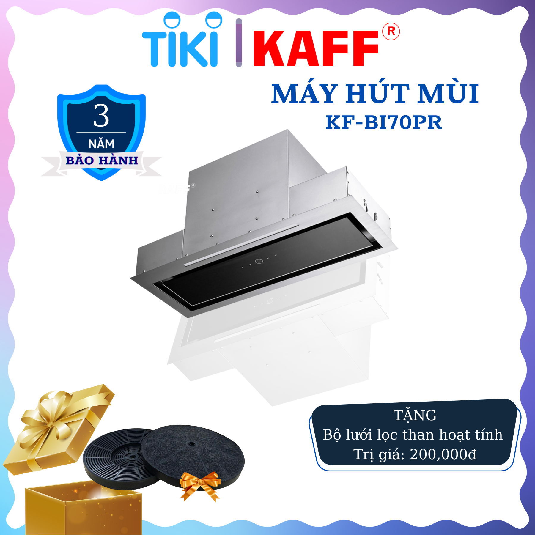 Máy hút mùi âm toàn phần mặt kính cảm ứng 700mm KAFF KF-BI70PR - Hàng Chính Hãng