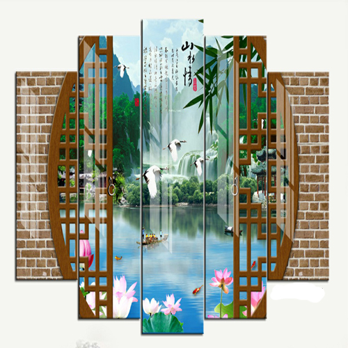 Bộ 5 - Tranh treo tường - Trang trí phòng khách/Cửa sổ 3D/Gỗ MDF Hàn Quốc/Chống ẩm mốc, mối mọt 3