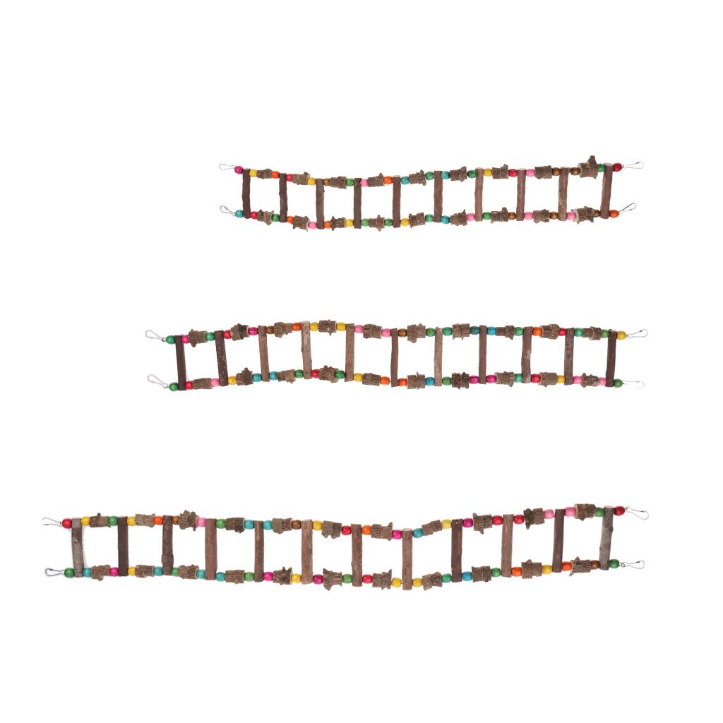 Bird Parrot Toy, Wooden Ladder Bridge Swing Hanging Ladder Toy for Pet Trainning