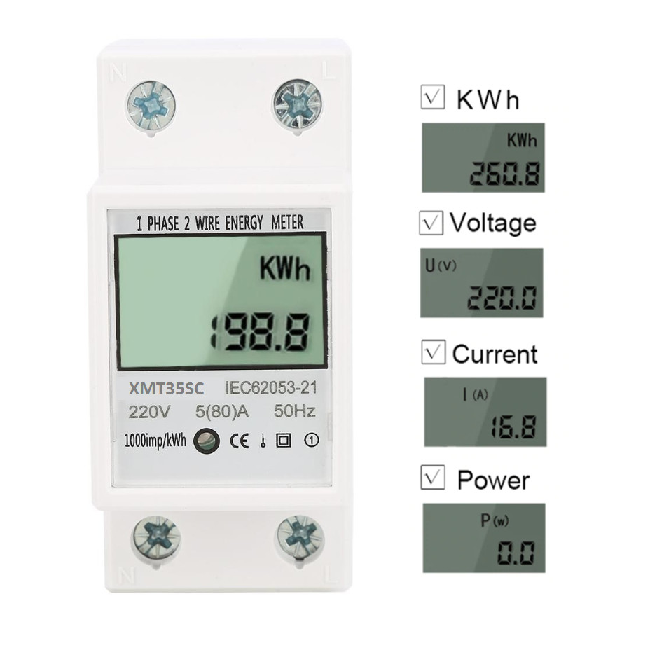  Công tơ điện tử 1 pha đa năng 80A đo công suất tiêu thụ, điện áp, cường độ dòng điện.Thiết bị đo công suất
