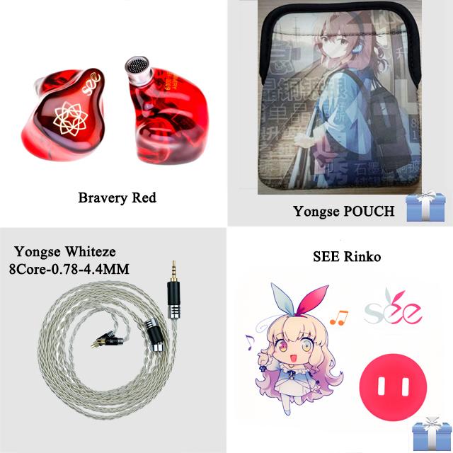 Tai nghe SeeAudio Bravery Edition Hifi 4 Tai nghe in-ear phần ứng cân bằng Xanh hải quân Angelears Anniversary Seeaudio Yume ii Màu sắc: Đỏ-YONGSE 4.4-Quà tặng