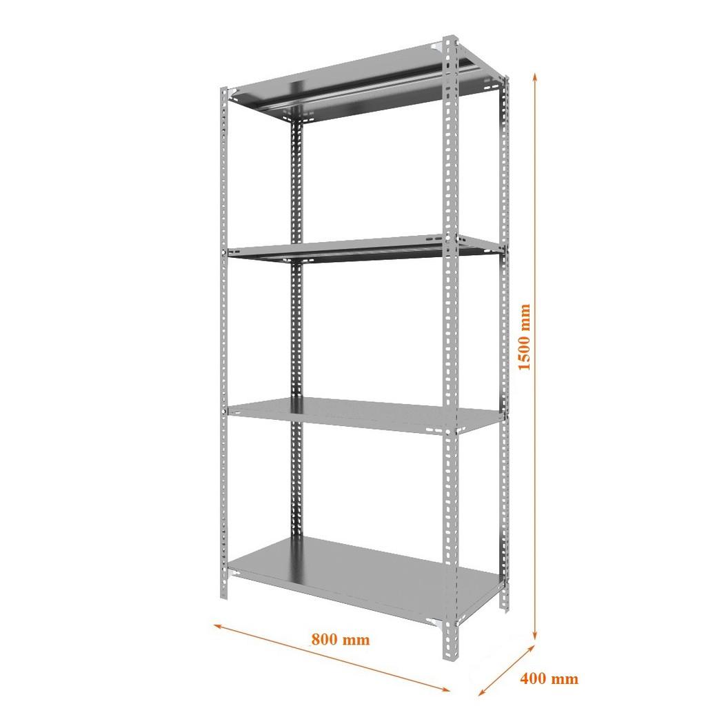Kệ kho sắt v lỗ đựng đồ đa năng sơn tĩnh điện kích thước : Dài 80cm, Rộng 40cm, Cao 150cm gồm 4 tầng