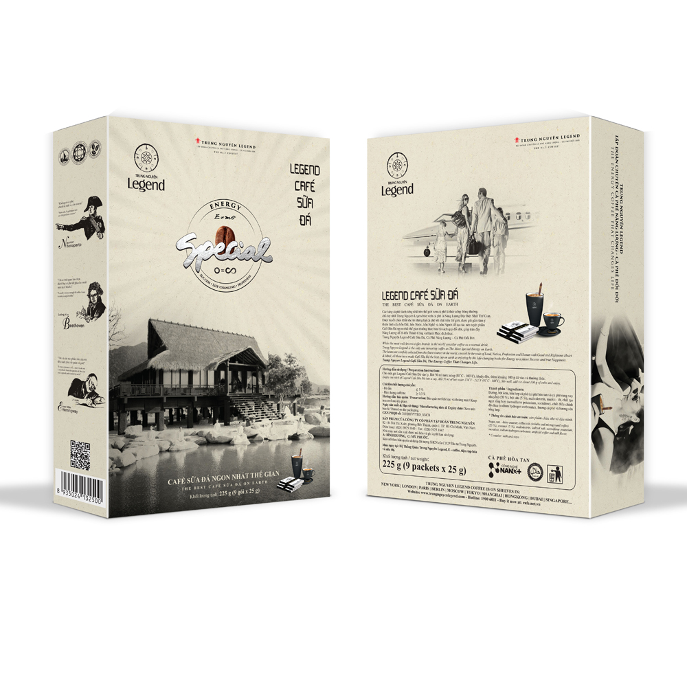 Trung Nguyên Legend - Cà phê hoà tan rang xay 3in1 Cafe sữa đá - Hộp 9 gói x 25gr