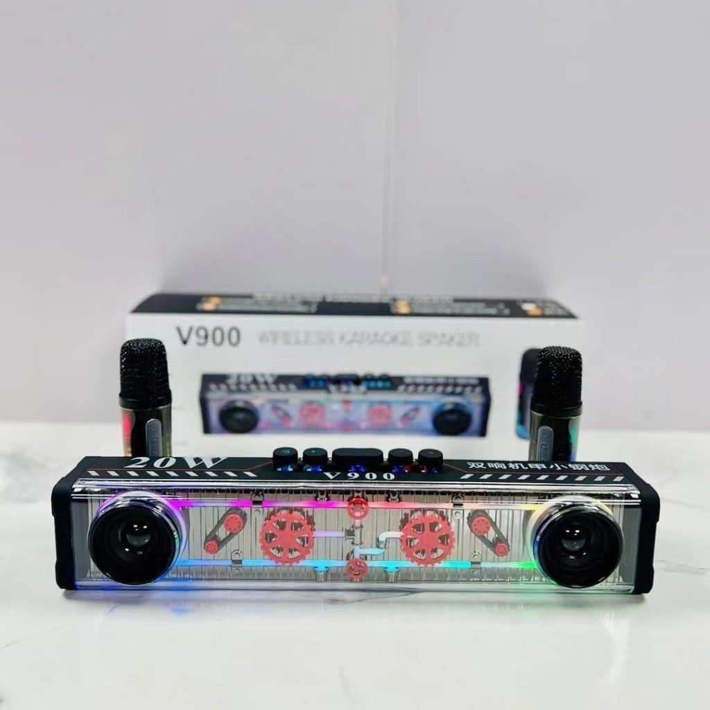 Loa Karaoke Bluetooth Led Rgb V900 Công Suất 20W Bluetooth 5.3 Nghe Nhạc, Karaoke Giải Trí, Decor Kèm 2 Micro