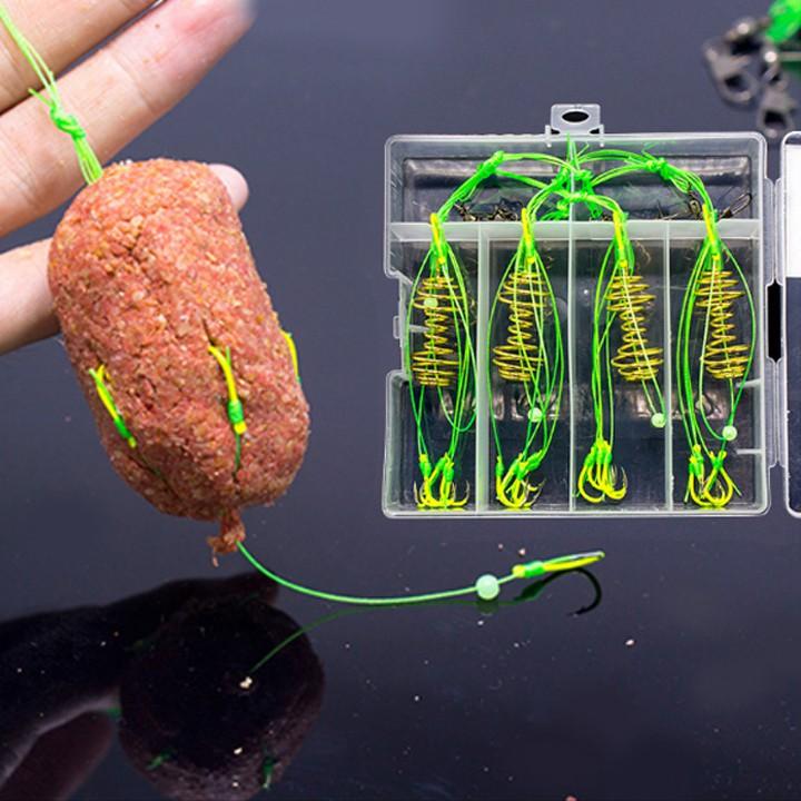 Hộp 4 lưỡi câu cá, lưỡi lăng xê  xanh chất lượng đủ kích thước LC-3