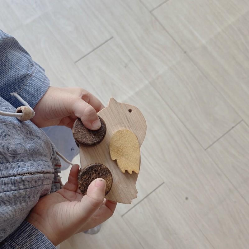 Bộ Gà Vịt đồ chơi bằng gỗ tự nhiên, di chuyển bằng 4 bánh,bo cạnh mài mịn, an toàn cho trẻ 6 tháng - 5 tuổi