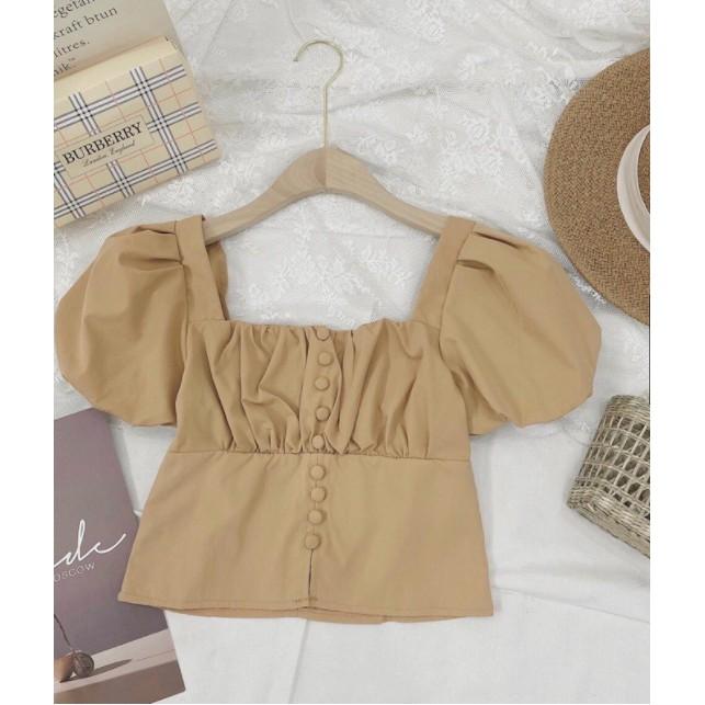 Áo cổ vuông tay phồng