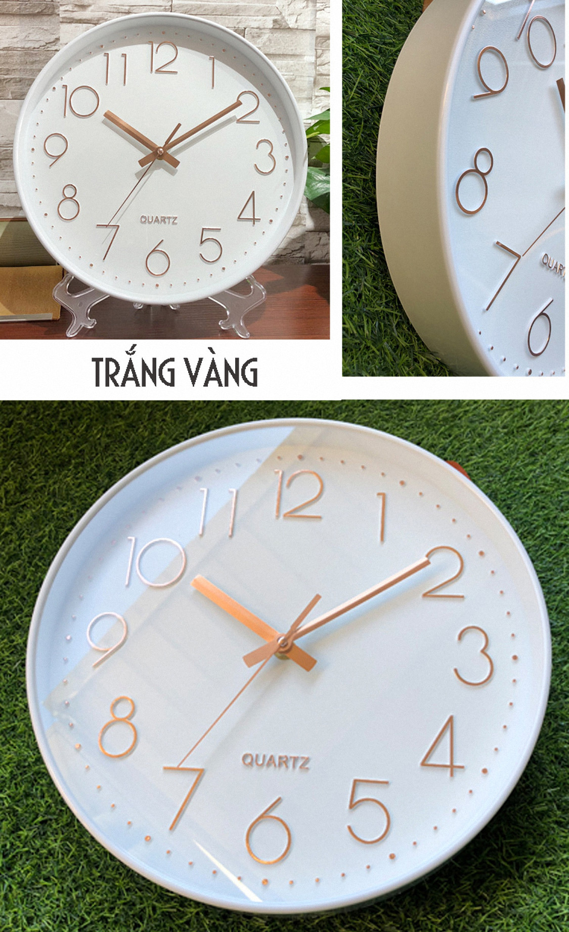 Đồng hồ treo tường kim trôi vỏ kim loại, 20cm, màu Trắng Dan House – DH02T