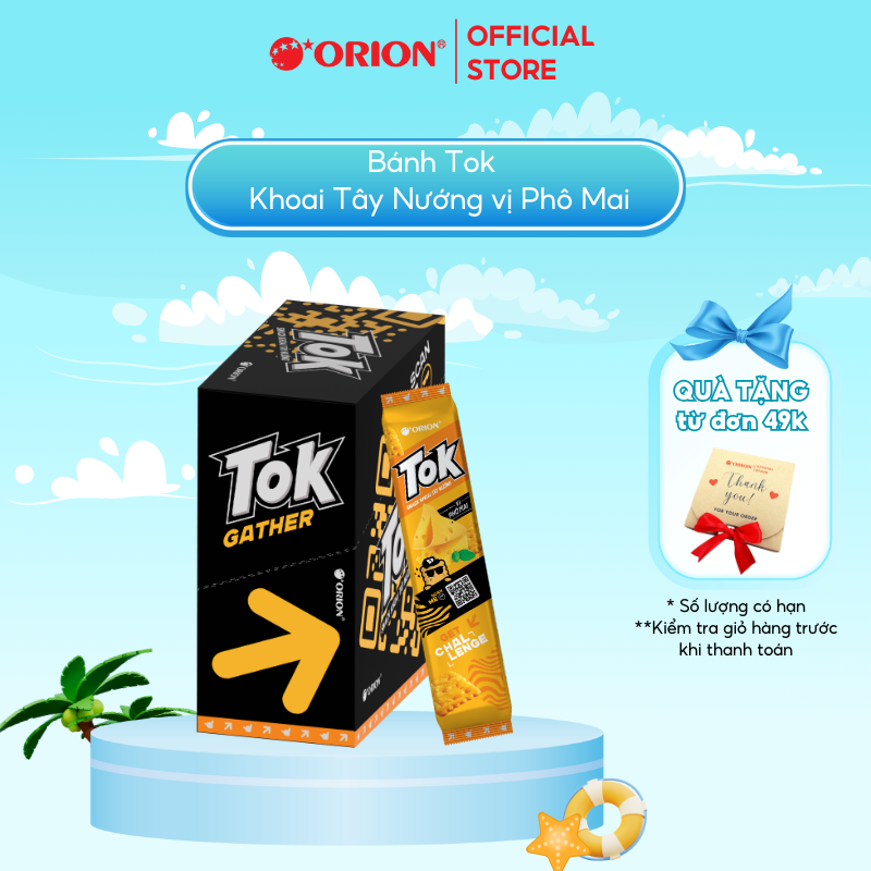 Hộp 10 gói Bánh Khoai Tây Nướng TOK Orion vị PHÔ MAI 365g