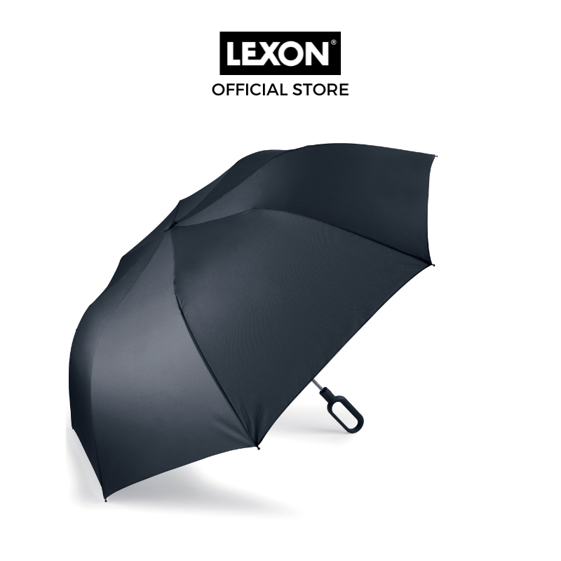 Ô dù bấm tự động LEXON 50cm tay cầm móc treo – MINI HOOK UMBRELLA – Hàng chính hãng – Đen
