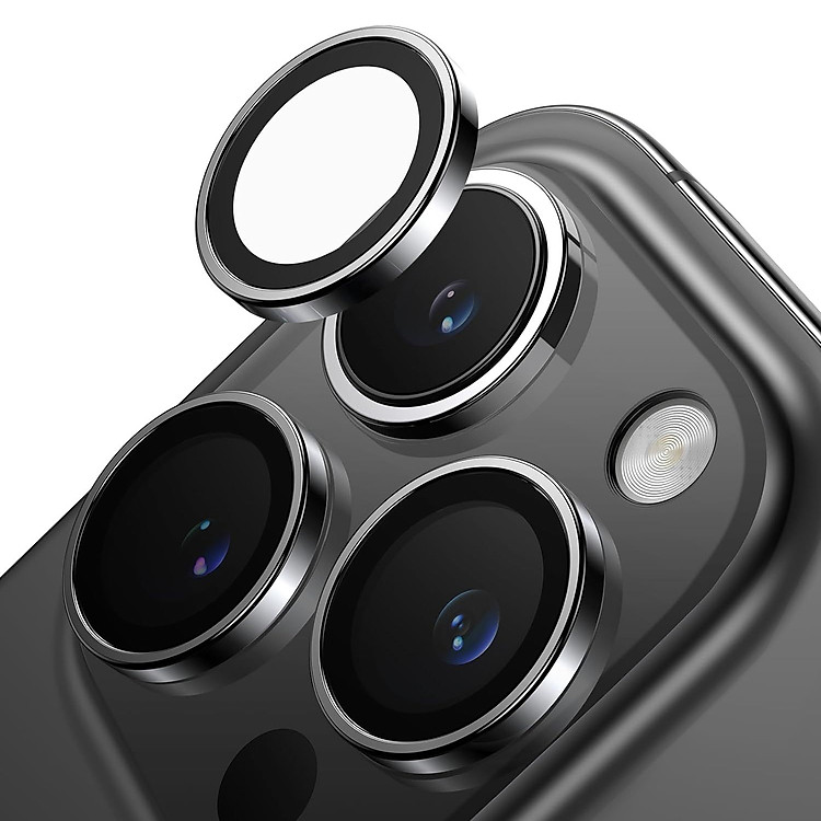 Hình ảnh Bộ vòng kính cường lực viền kim loại bảo vệ camera cho iPhone 15 Pro / 15 Pro Max / 15 Plus / iP 15 hiệu Kuzoom AR-LENS độ cứng 9H, chống trầy xước, giữ nguyên chất lượng ảnh chụp - Hàng nhập khẩu