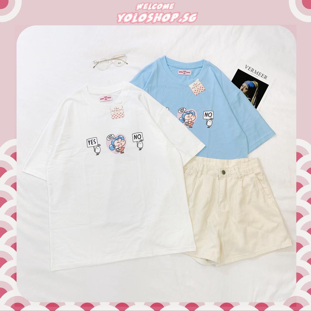 Áo Thun Tay Lỡ Unisex YES NO LOVE YOU Form Rộng Ulzzang