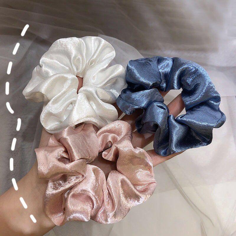 Buộc Tóc Scrunchies Cột Tóc Scrunchies Phi Bóng Mềm Mại Nhiều Màu