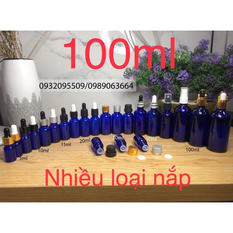 10 lọ chai 100ml xanh dương đựng serum mỹ phẩm tinh dầu