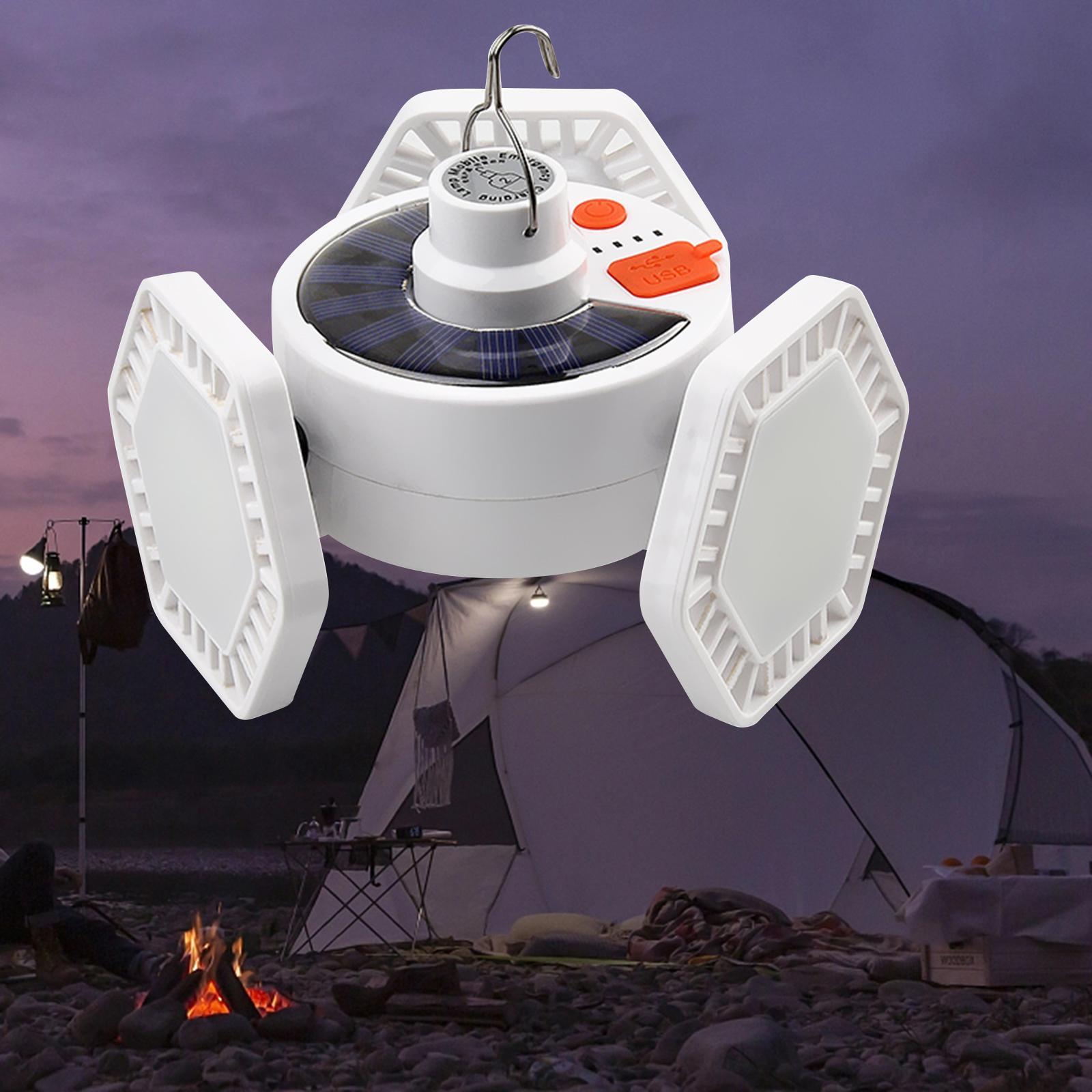 Solar Camping Lantern Light Bulbs LED Folding Portable for Patio Fishing Car