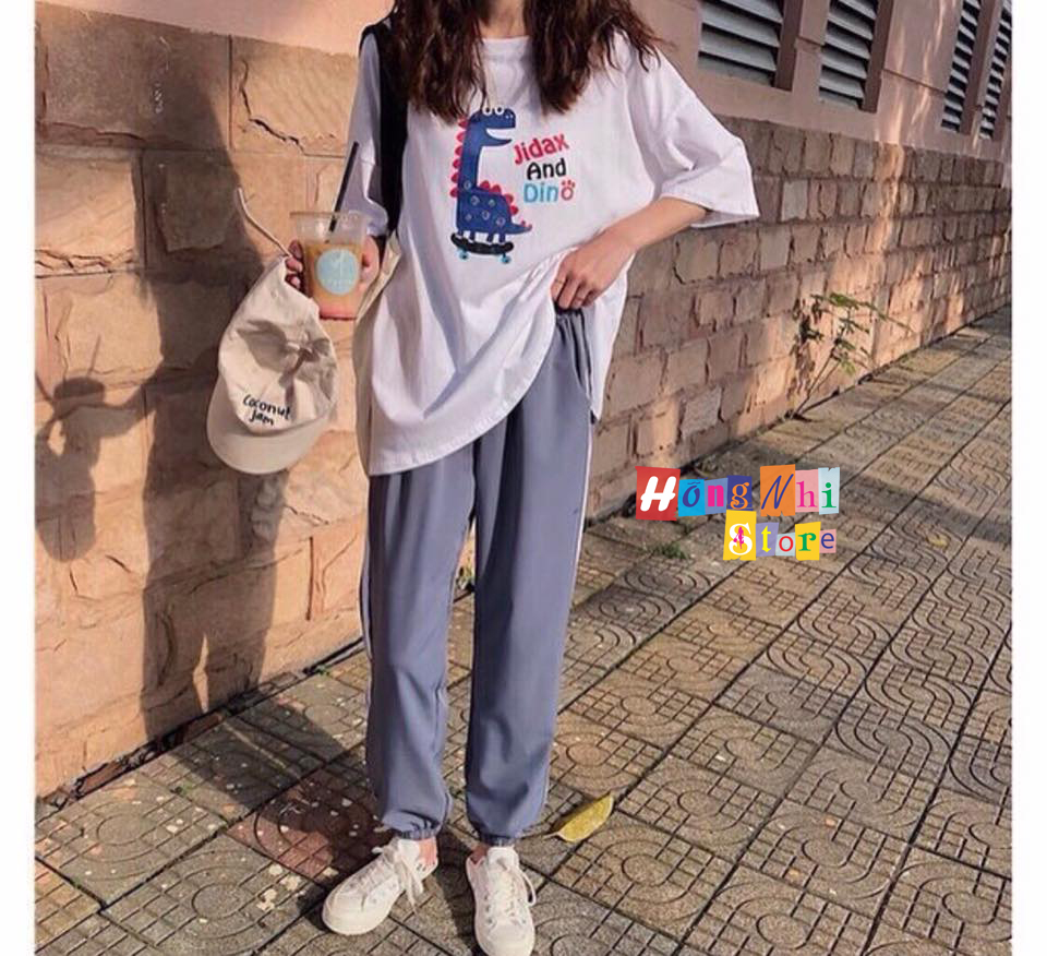 Quần Jogger Line Unisex Lưng Thun 2 Sọc Bo Lai Dáng Rộng Màu Xám - MM - M