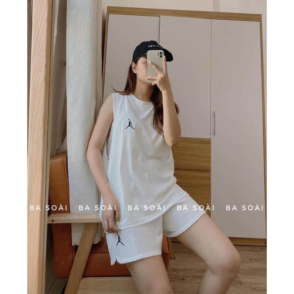 Set Đồ Thể Thao Tank Top Nam Nữ Thêu Hình Đủ Ba Màu, Bộ Đồ Mặc Hè Thoáng Mát