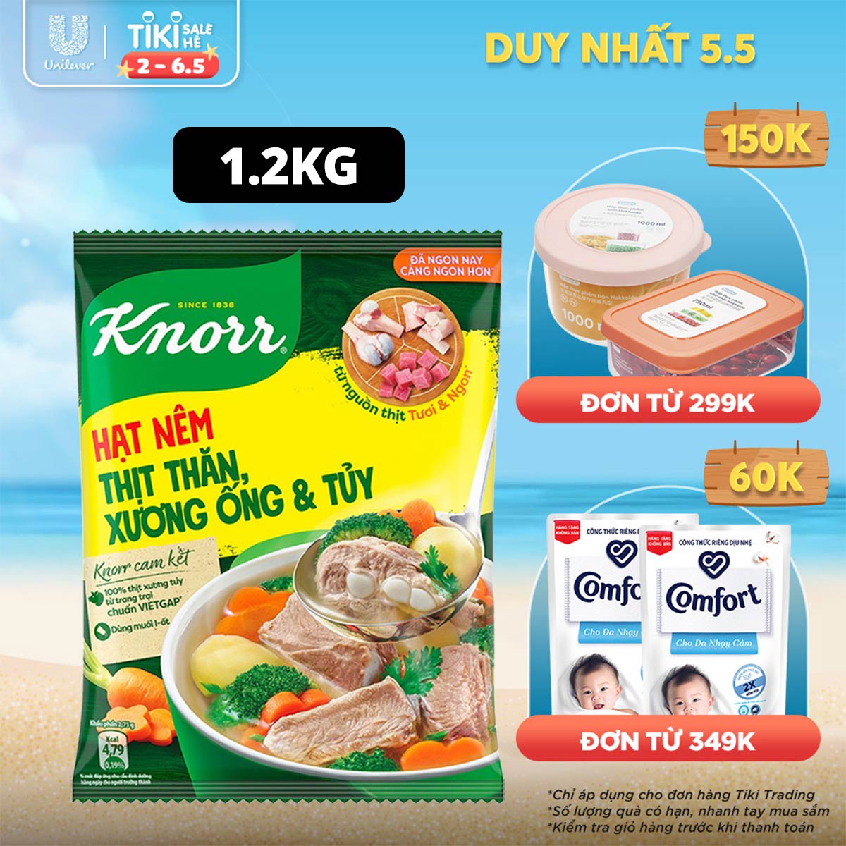 Hạt Nêm Knorr Từ Thịt Thăn, Xương Ống Và Tủy Bổ Sung Vitamin A (1200g) - 32010222