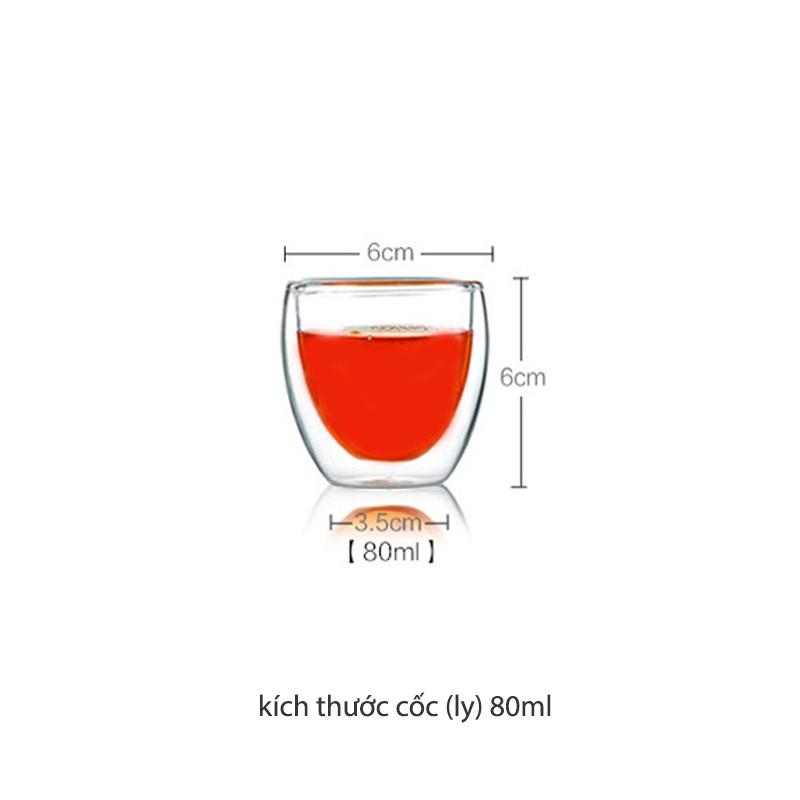 Cốc thủy tinh 2 lớp giữ nhiệt uống trà và cafe 80ml-240ml -350ml-450ml-650ml