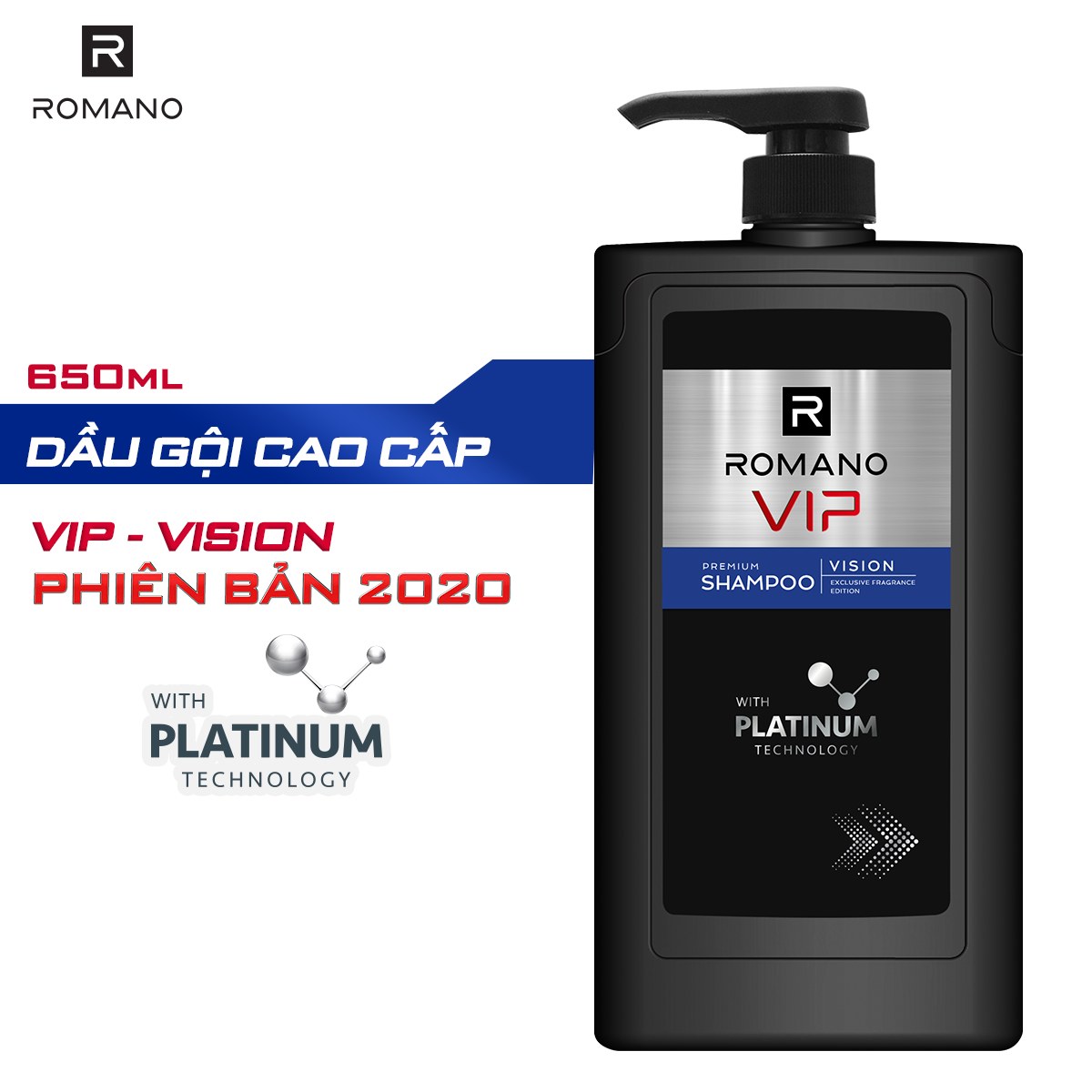 Dầu gội cao cấp Romano Vip Vision sang trọng cuốn hút 650g