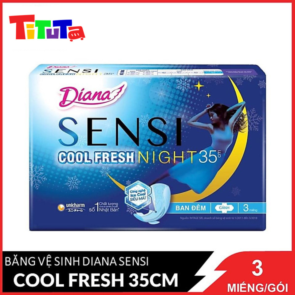 Băng vệ sinh Diana Sensi Cool Fresh Supernight 35cm 3 miếng/gói