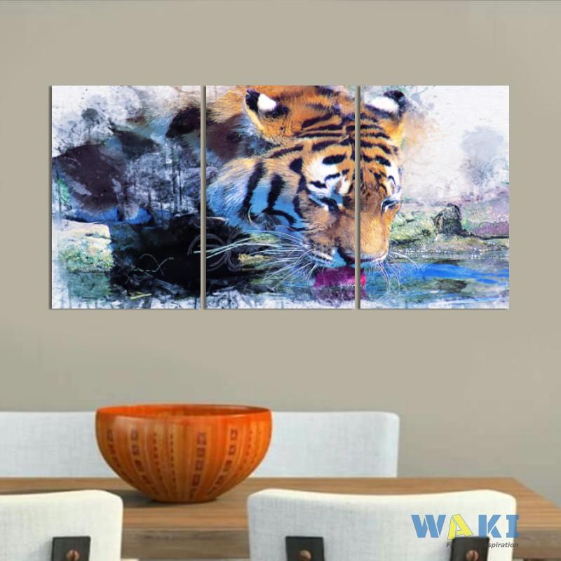 Bộ 3 tranh treo tường về hổ – W344