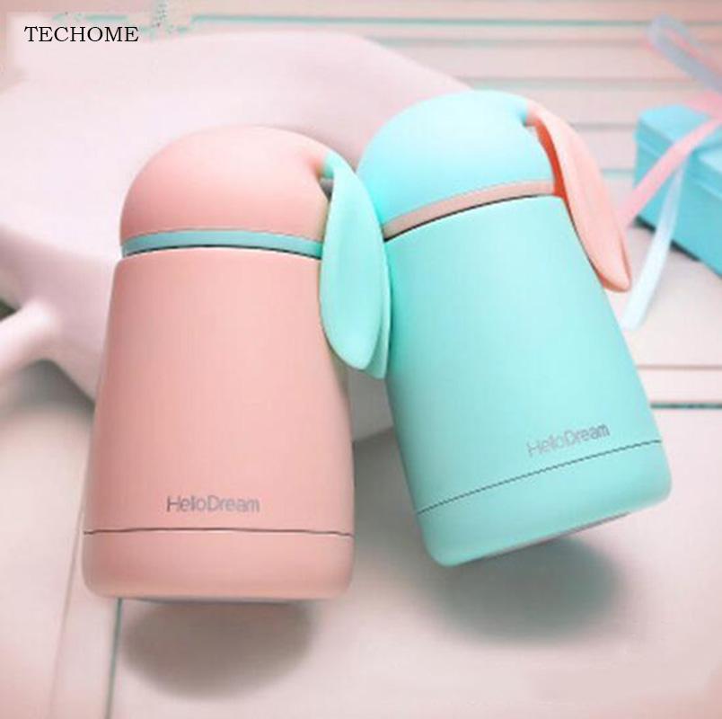 300ml Cho Bé Thỏ Giữ Nhiệt Màu Thép không gỉ Máy Hút Chân Không cho Trẻ em Du Lịch Nhiệt Bình Sữa Cho Bé Cách Nhiệt Cốc Quà Tặng