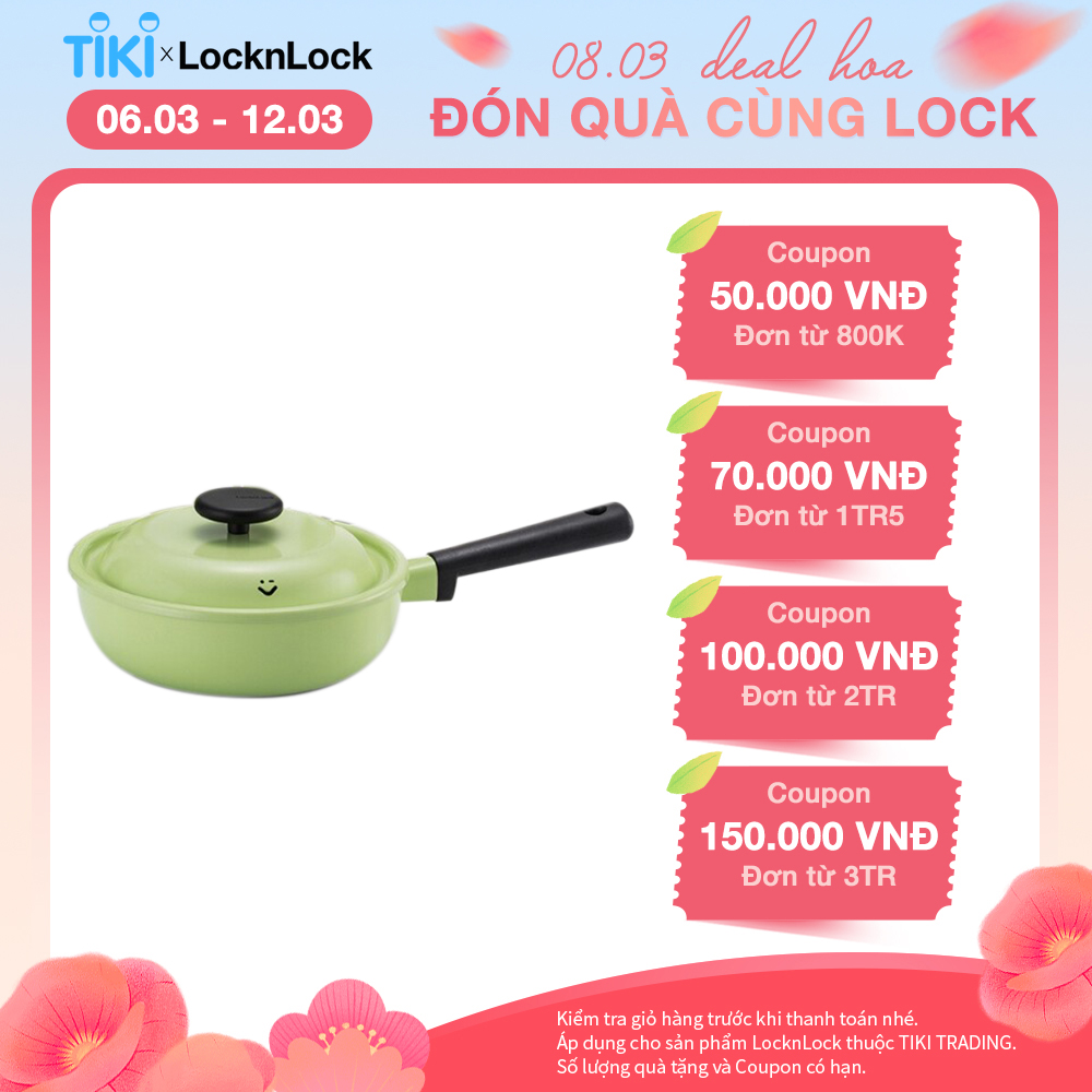 Chảo Decore LocknLock + Nắp 22cm 3 trong 1 LDE1227IH - Nhôm Tấm