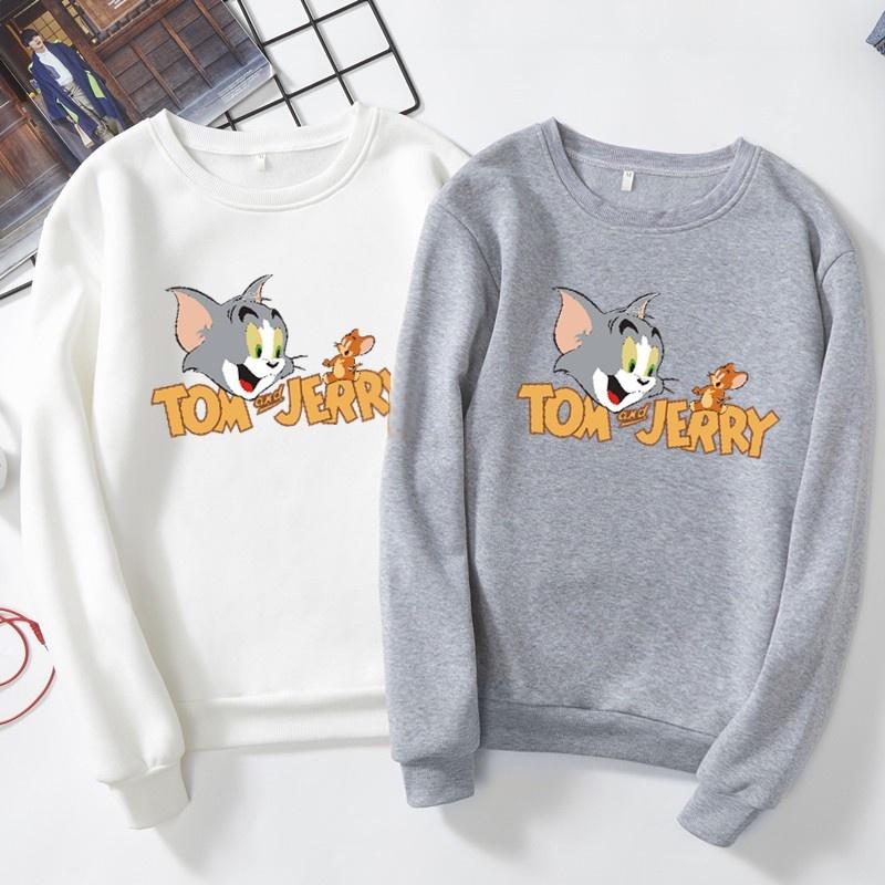 Áo Sweater Nam Nữ cổ tròn in hình Tom and Jerry