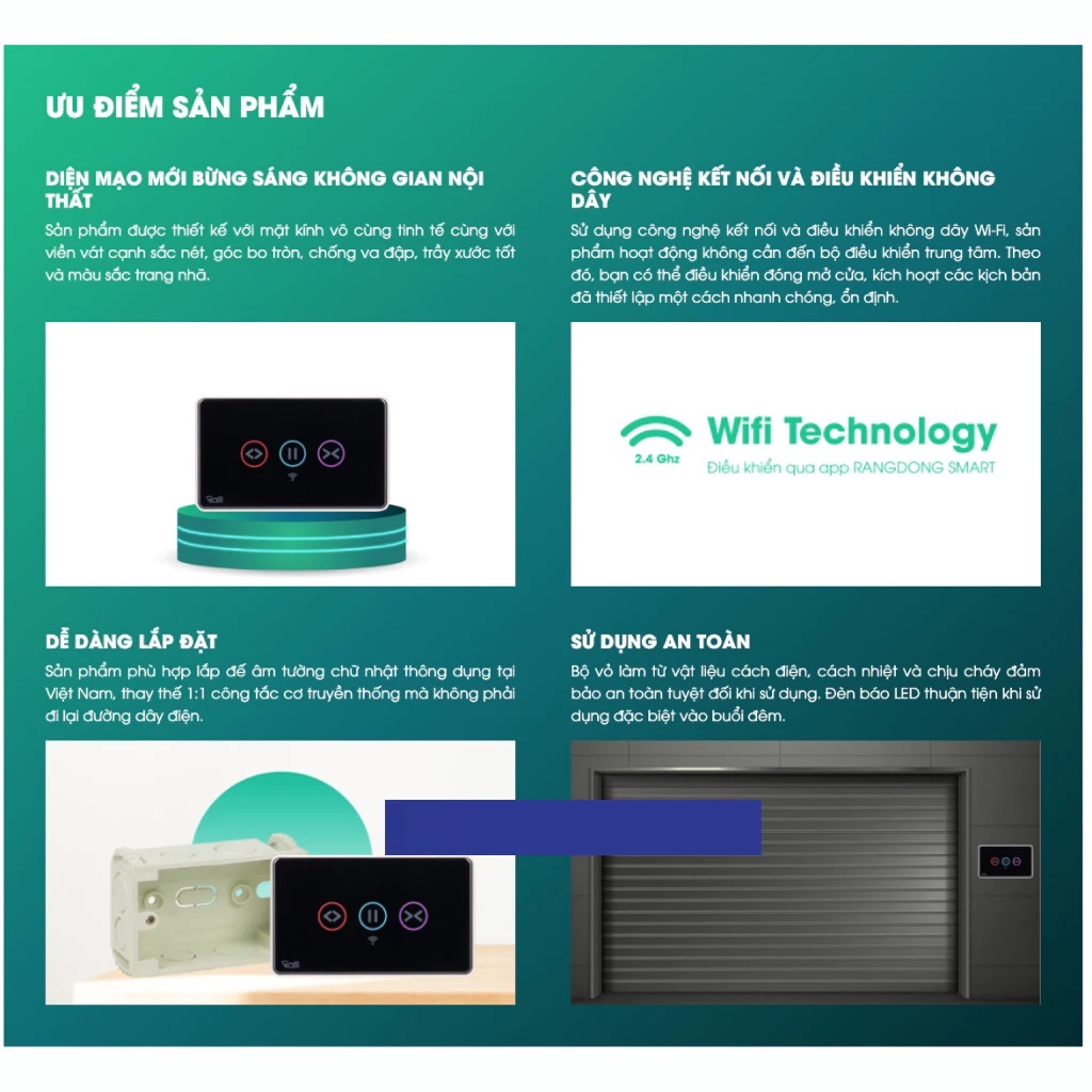 Công tắc cửa cuốn thông minh Sothing Smart CTCU.WF CN.DOT , hẹn giờ điều khiển từ xa qua app- Hàng chính hãng