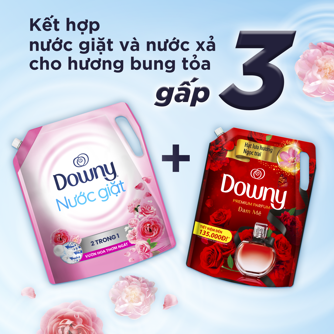 Nước Giặt DOWNY 2 trong 1 Túi 3.05kg