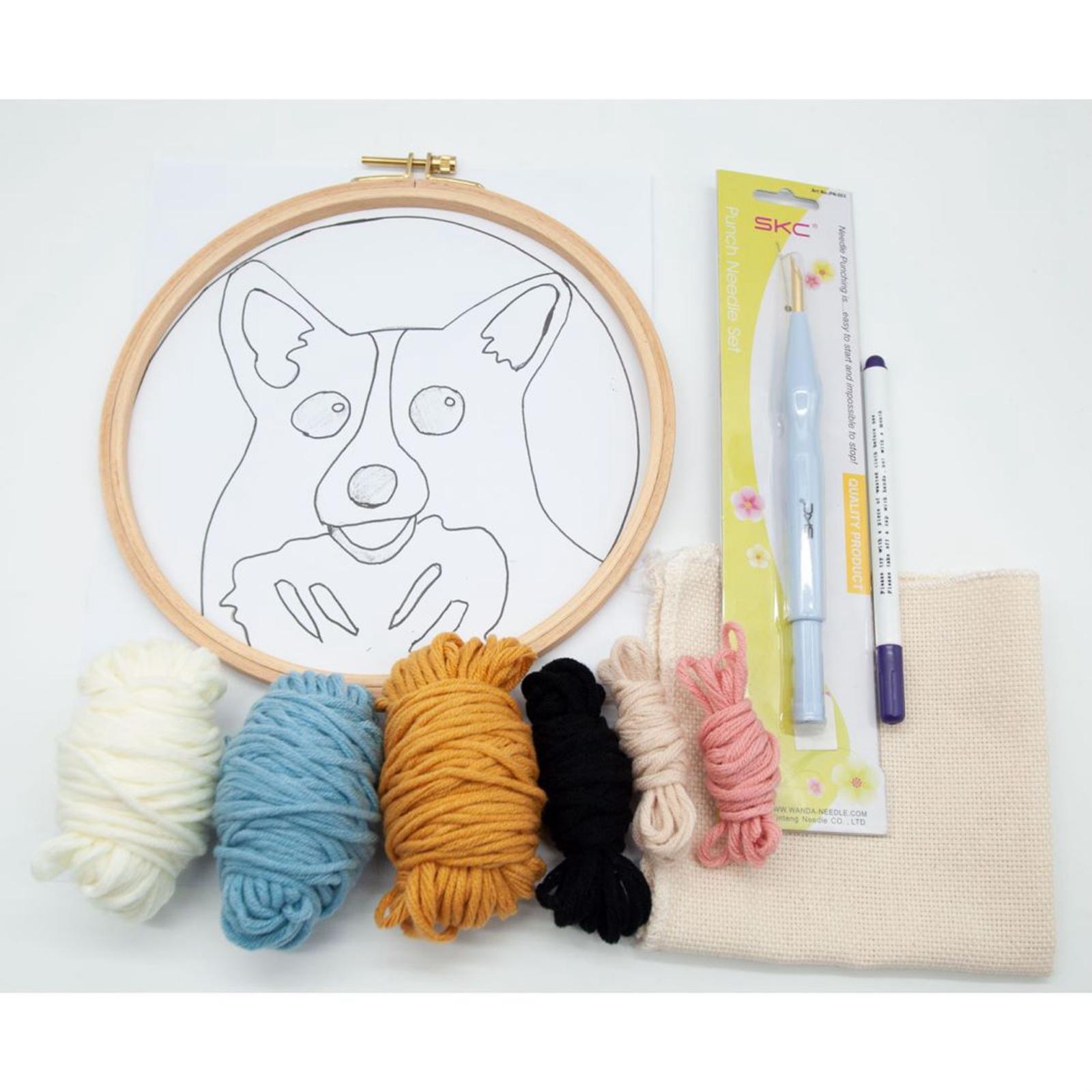 Punch Embroidery Starter Kits Cute Dog DIY Rug Punch Kit DIY Beginner